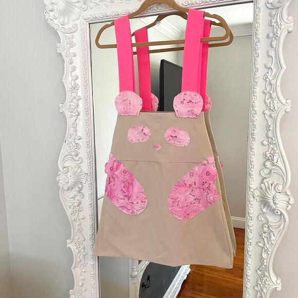 New York Couture One of a Kind PINK Dyed Panda Dress - Picture 1 of 7